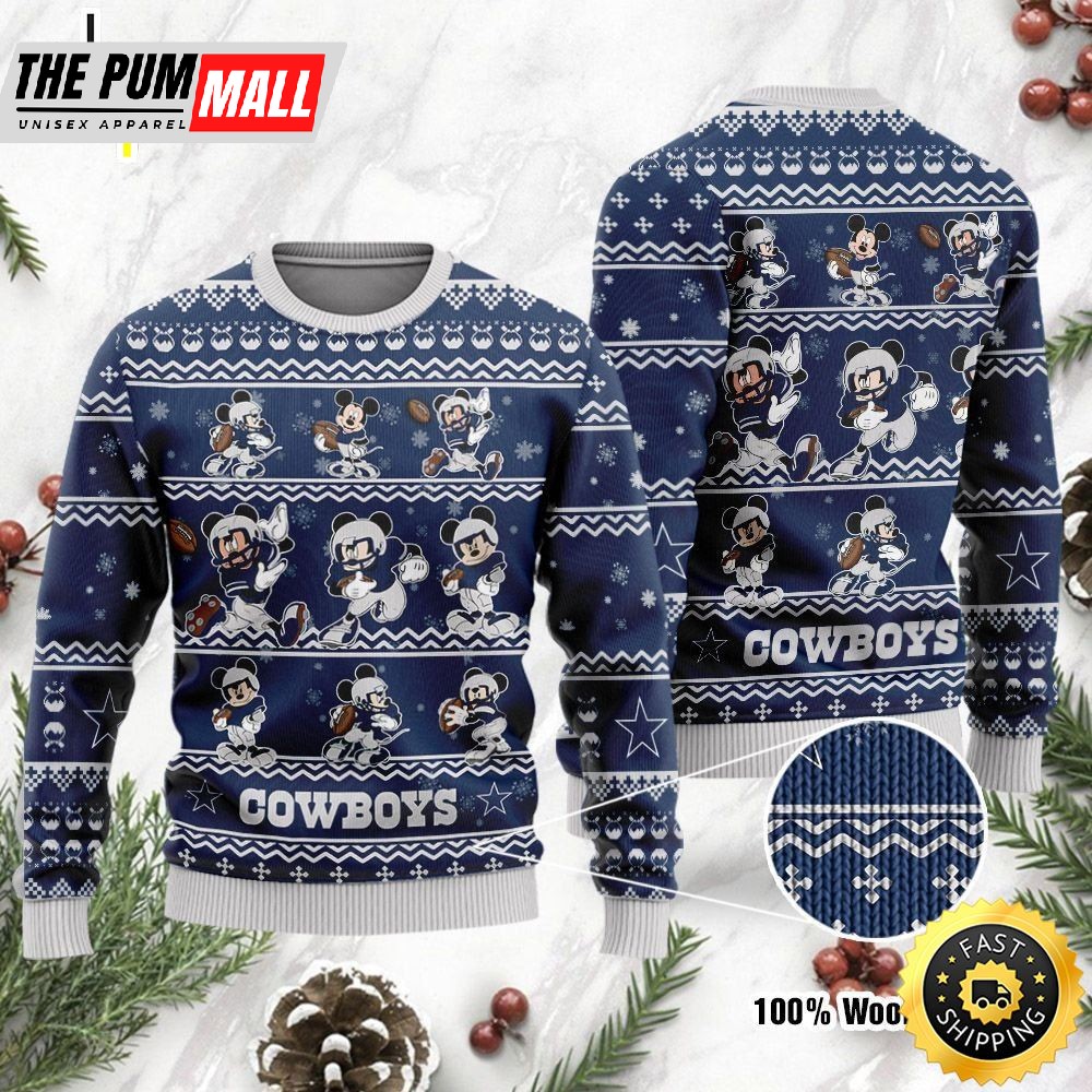 Dallas Cowboys Mickey Player Disney Ugly Christmas Sweaters