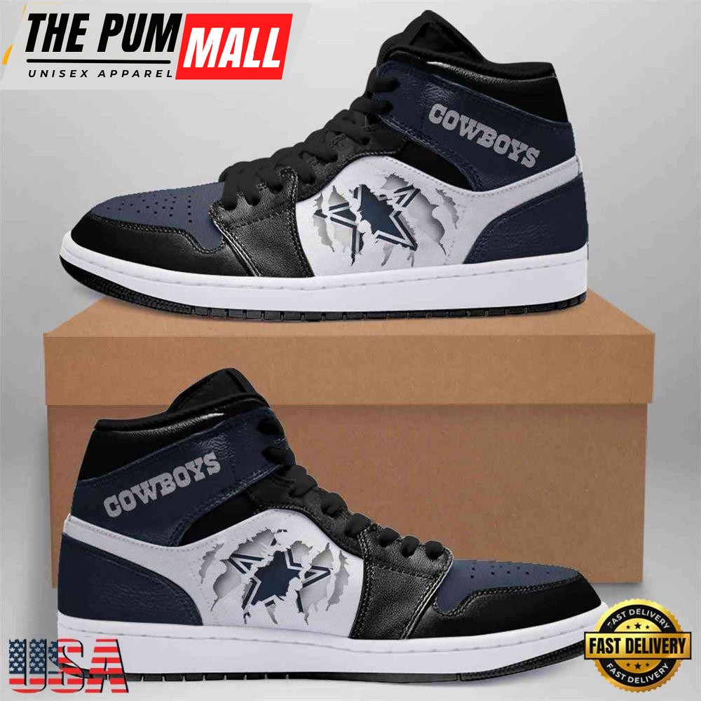 Dallas Cowboys NFL ScratchJordan 1 Boot Sneakers Shoes