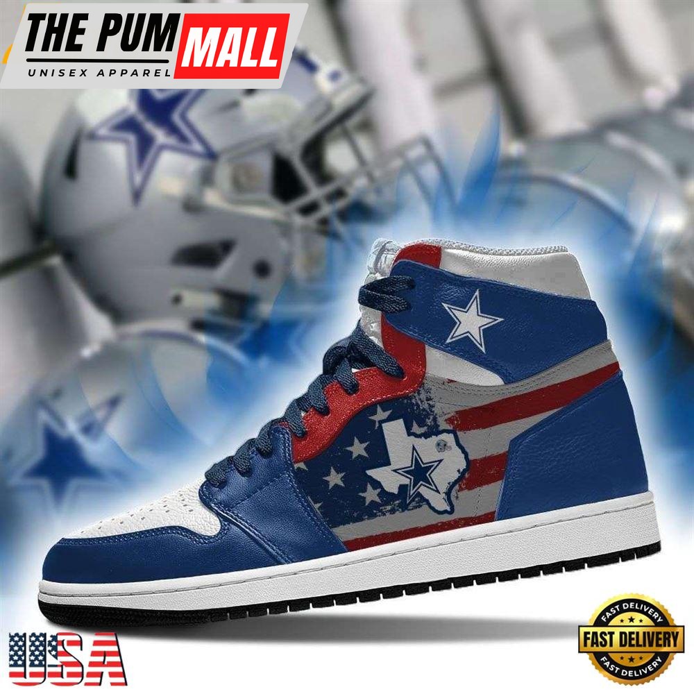 Dallas Cowboys NFL Texas FlagJordan 1 Boot Sneakers Shoes