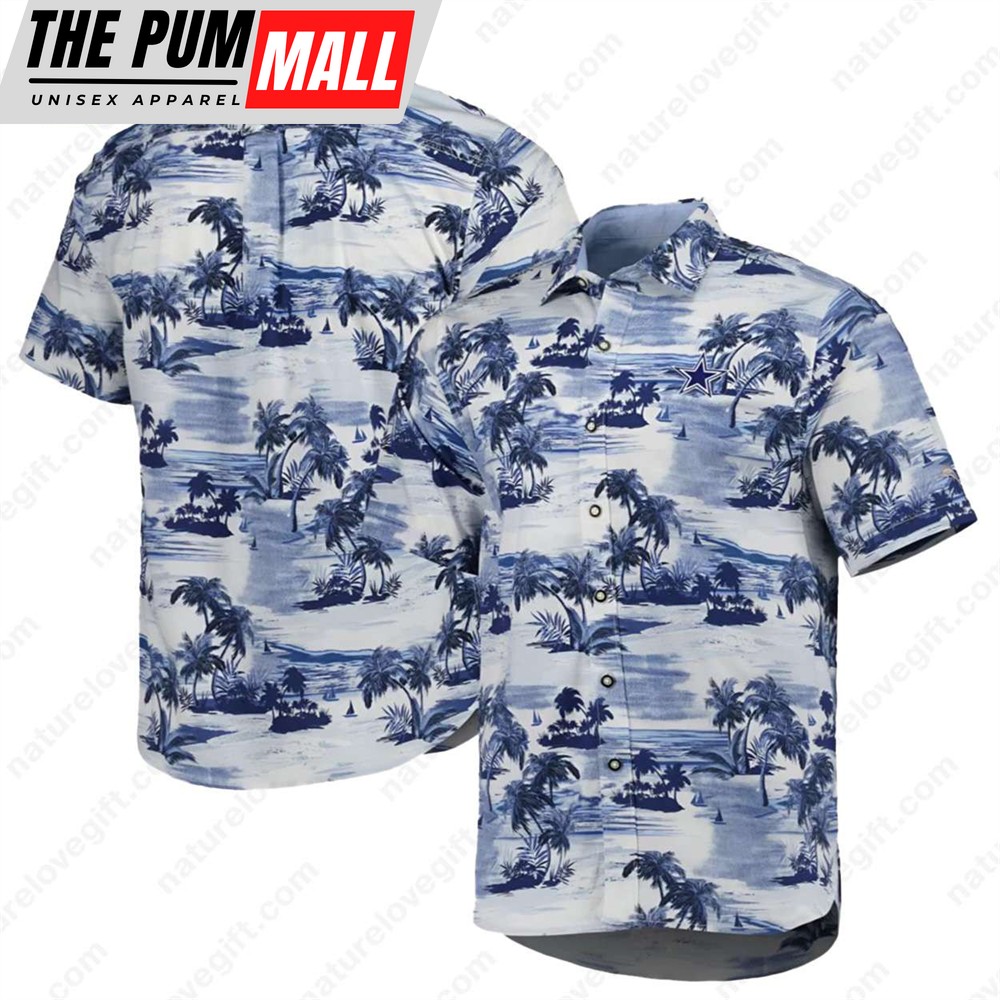 Dallas Cowboys Palm Tree Men’s Tropical Button-Down Hawaiian Shirt