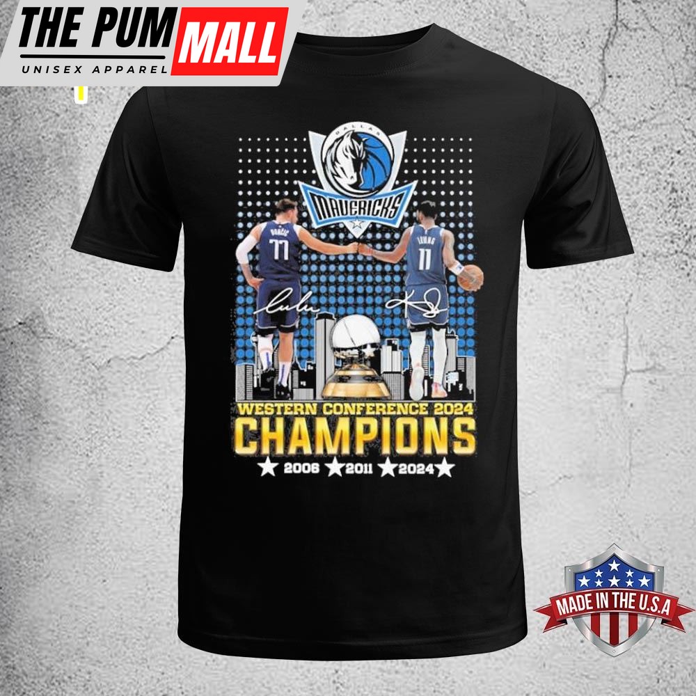 Dallas Mavericks Luka Doncic And Kyrie Irving 2025 Western Conference Champions Signatures Shirt