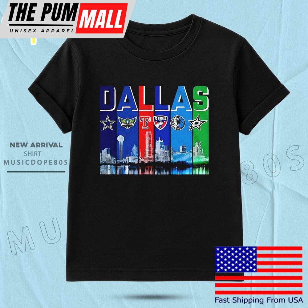 Dallas Skyline City Sports Team Logo T Shirt