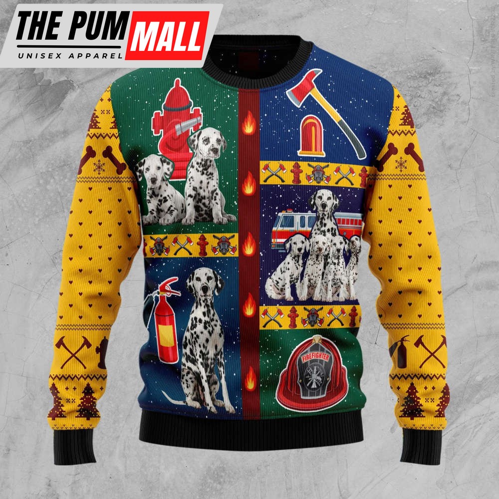 Dalmatian Firefighter Dog Funny Ugly Christmas Sweater Christmas Gifts