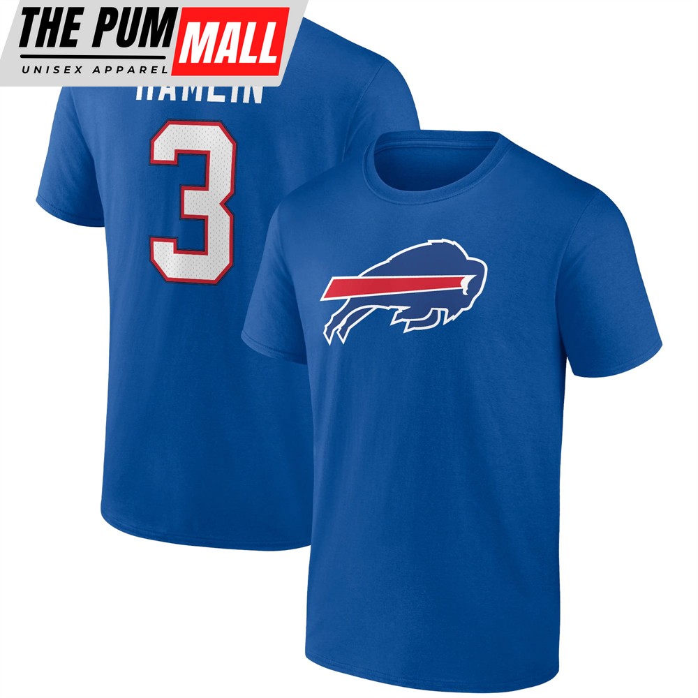 Damar Hamlin Buffalo Bills Branded Icon Name & Number Royal T-shirt