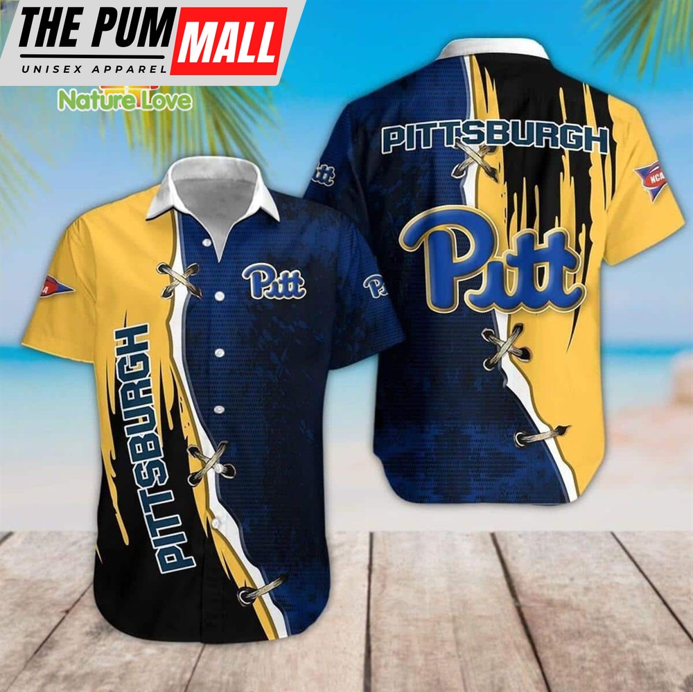 Dark Blue Yellow Pitt Panthers Hawaiian Shirt NCAA Gift For Fans