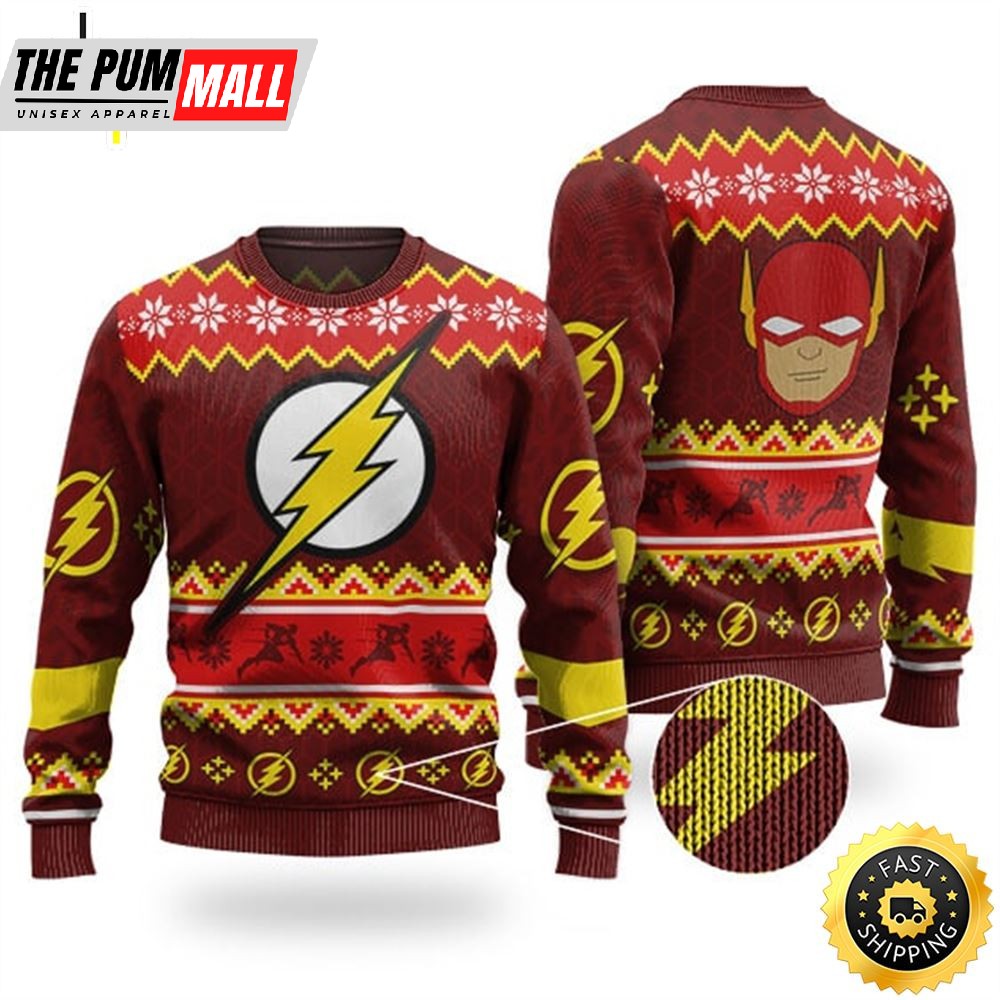 Dc Comics The Flash Maroon Chrismas Sweater