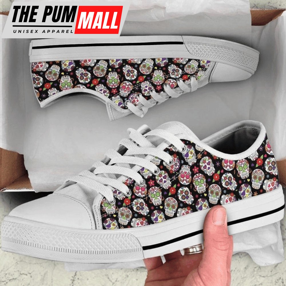 Dead Sugar Skull Colorful Low Top Shoes PN206177Sb – Trendy Footwear