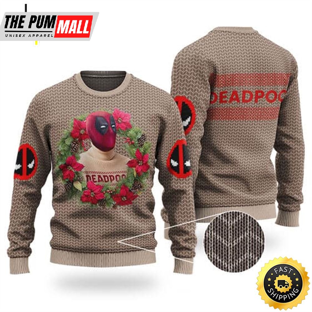 Deadpool Christmas Wreath Ugly Sweater