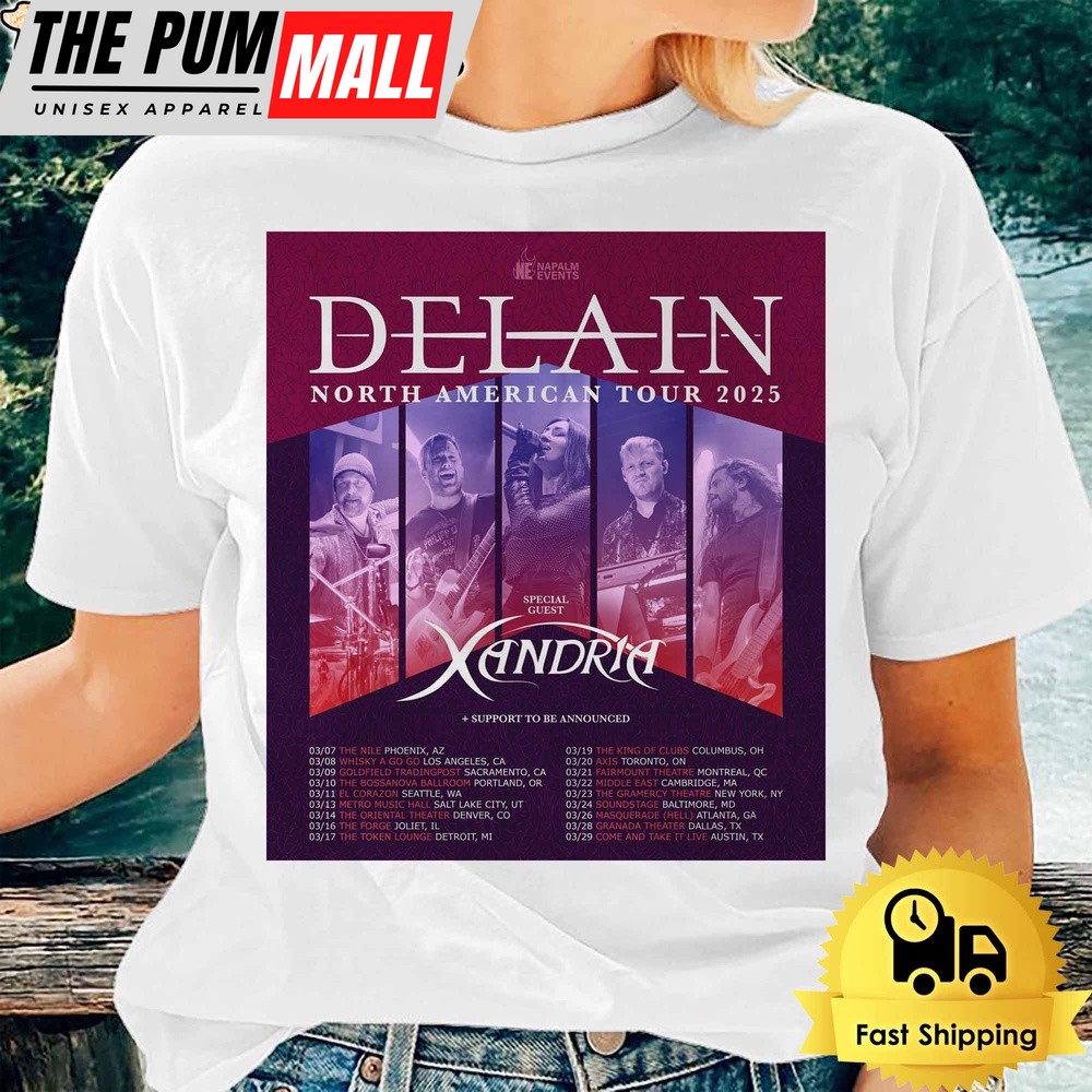 Delain North American Tour 2025 With Special Guest Xandria Schedule Unisex T-Shirt