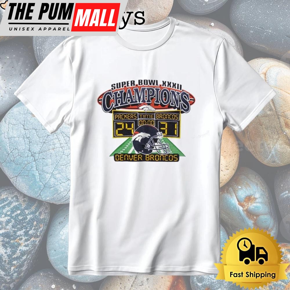 Denver Broncos 31-24 Green Bay Packers Super Bowl XXII Champions T-Shirt