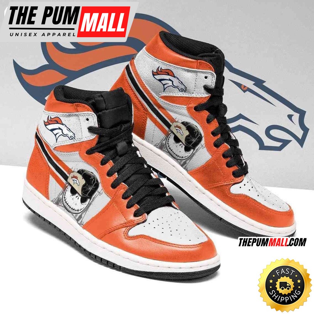 Denver Broncos Air Jd 1 Shoes Jack Skellington Printing Shoes Sneaker