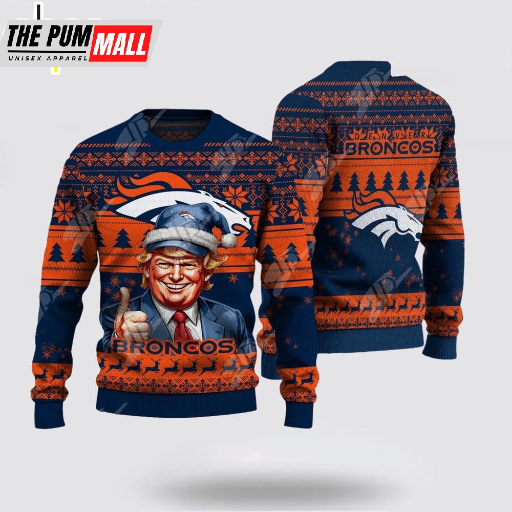 Denver Broncos Christmas Donald Trump Knitted Sweater