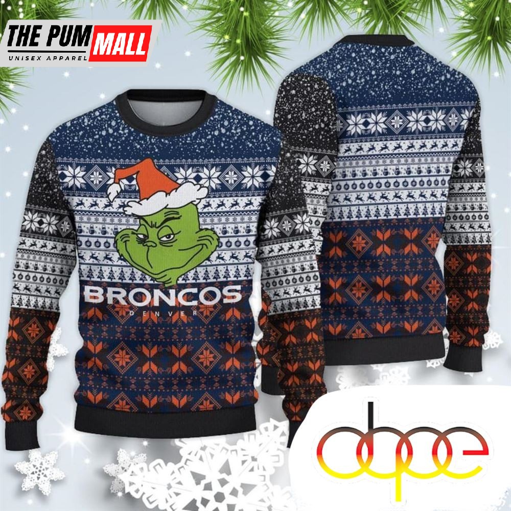 Denver Broncos Christmas Grinch Sweater For Fans
