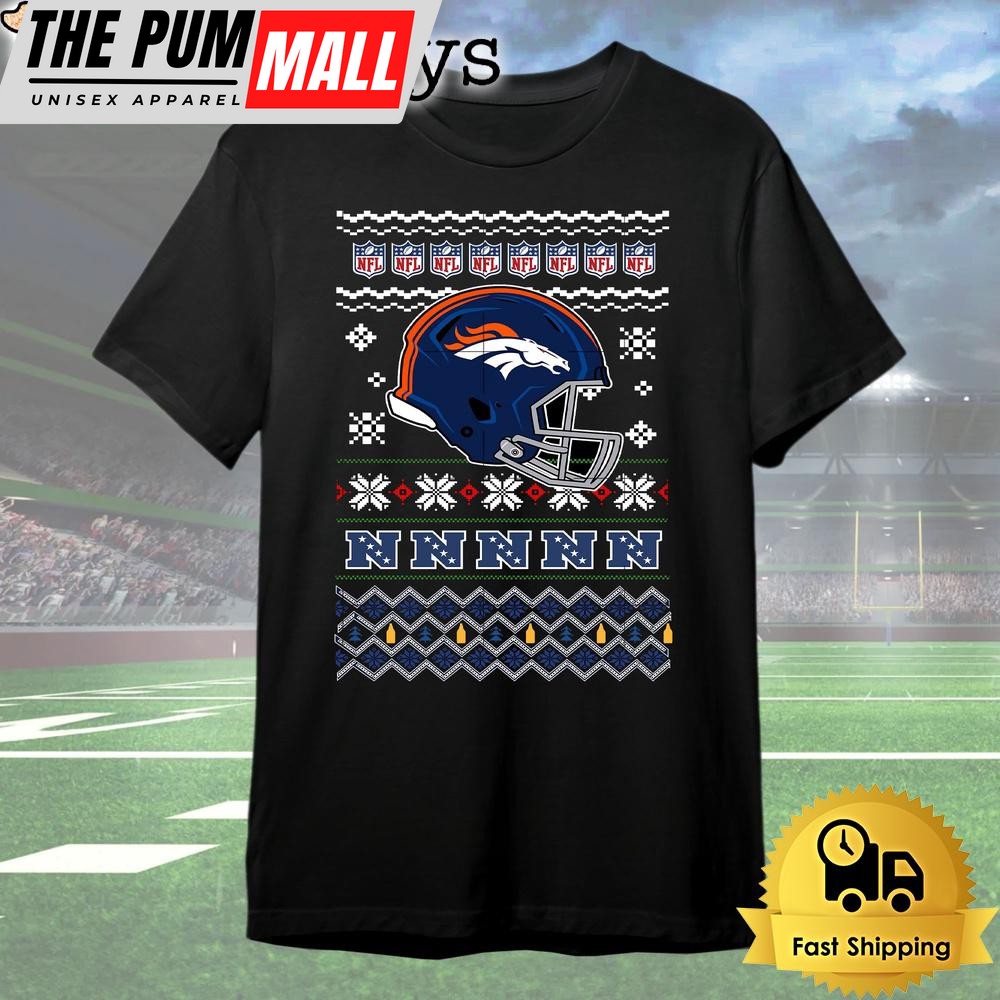 Denver Broncos Helmet Team Christmas T Shirt