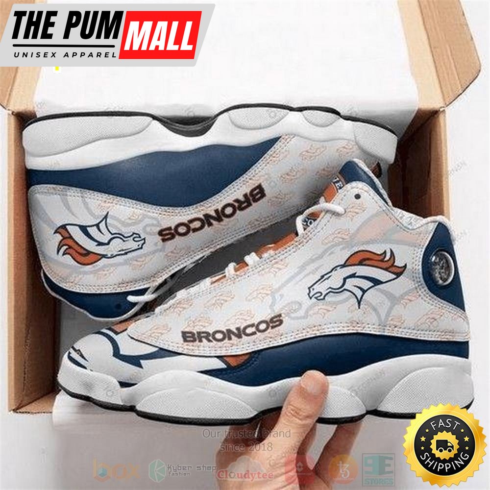 Denver Broncos Nfl Teams Whie Blue Air Jd 13 Shoes