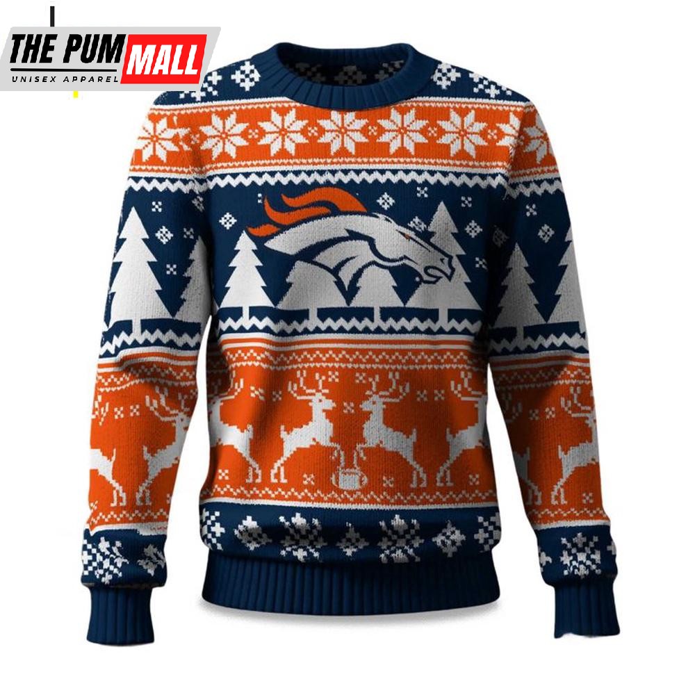 Denver Broncos Reindeer Football Ugly Christmas Sweater