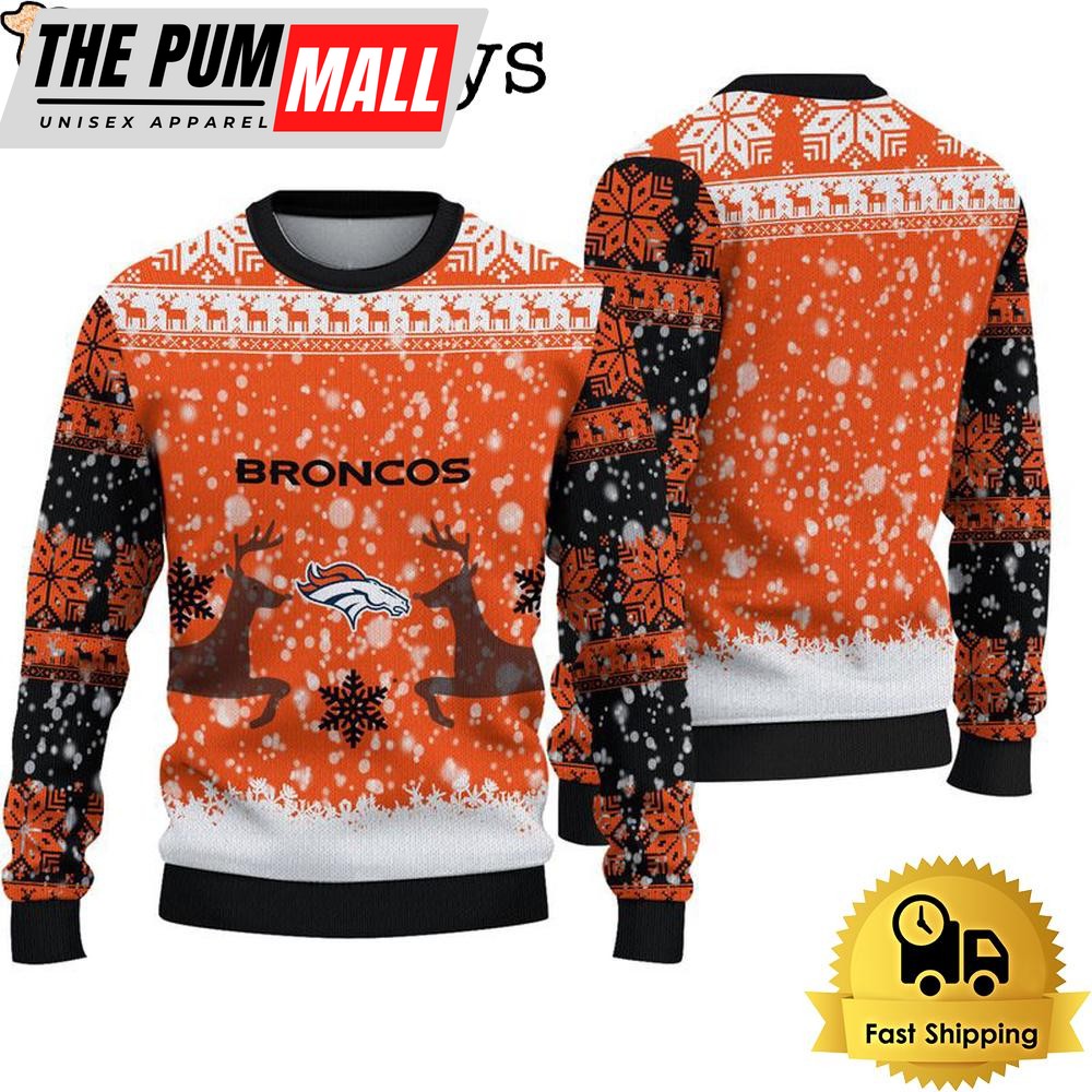 Denver Broncos Reindeer Football Ugly Christmas Sweater