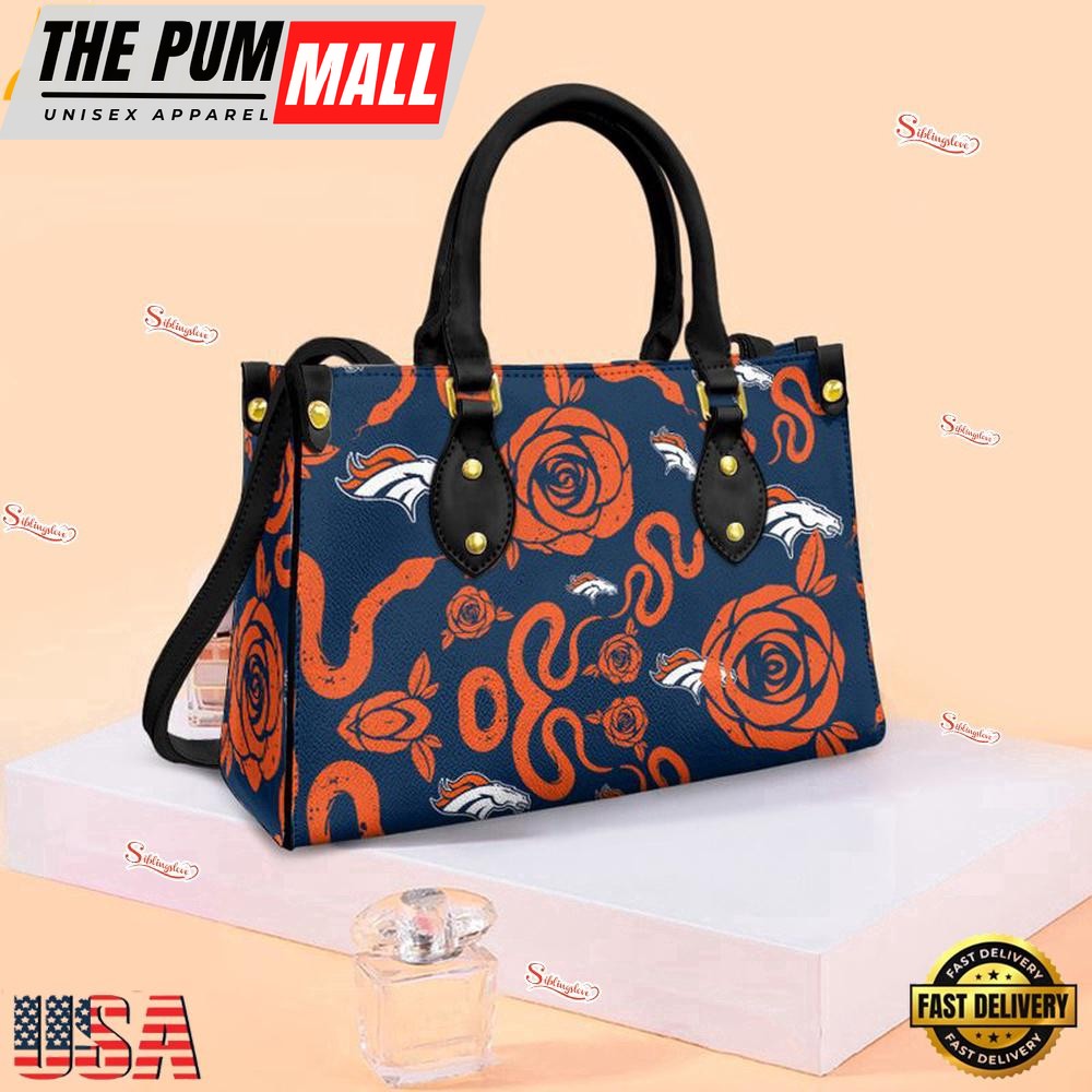 Denver Broncos Rose and Flower Pattern NFL Leather Handbag – Baseball Cap Snapback Hats