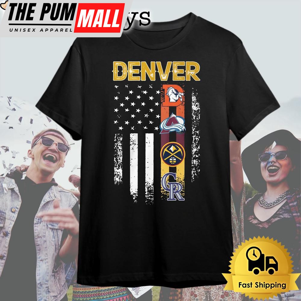 Denver Sport Team American Flag T Shirt