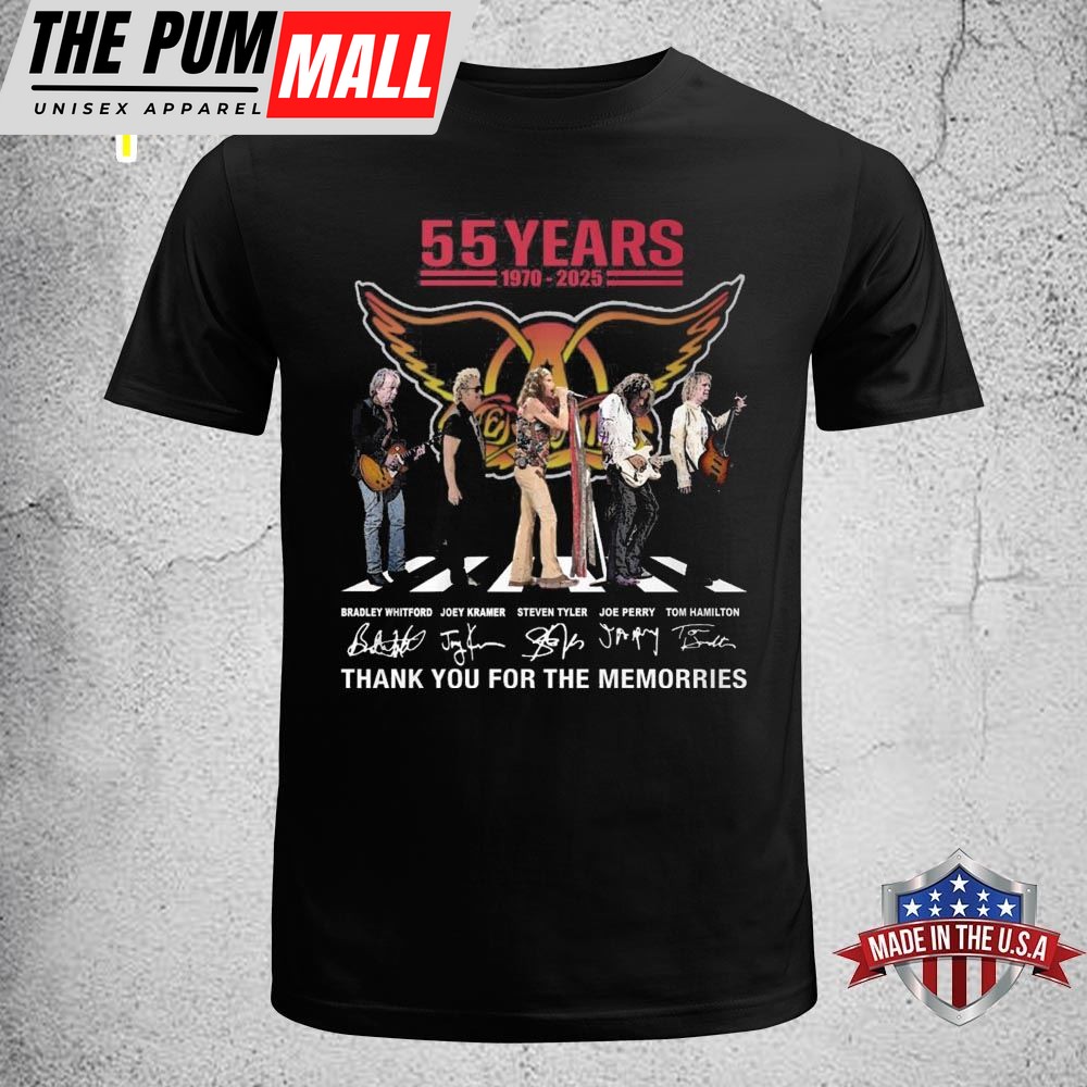 Design Aerosmith 55th Anniversary 1970-2025 Thank You For The Memorries T Shirt