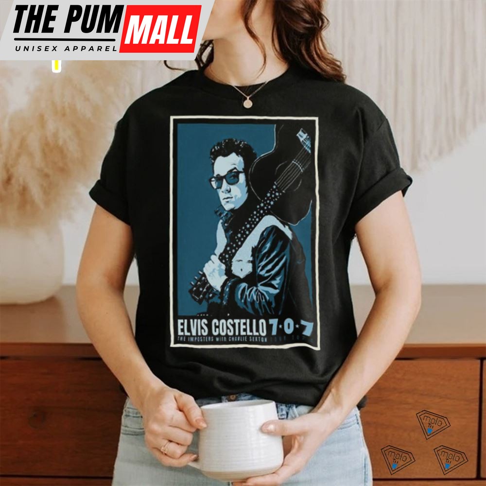 Design Elvis costello 7 0 7 tour 2025 poster shirt