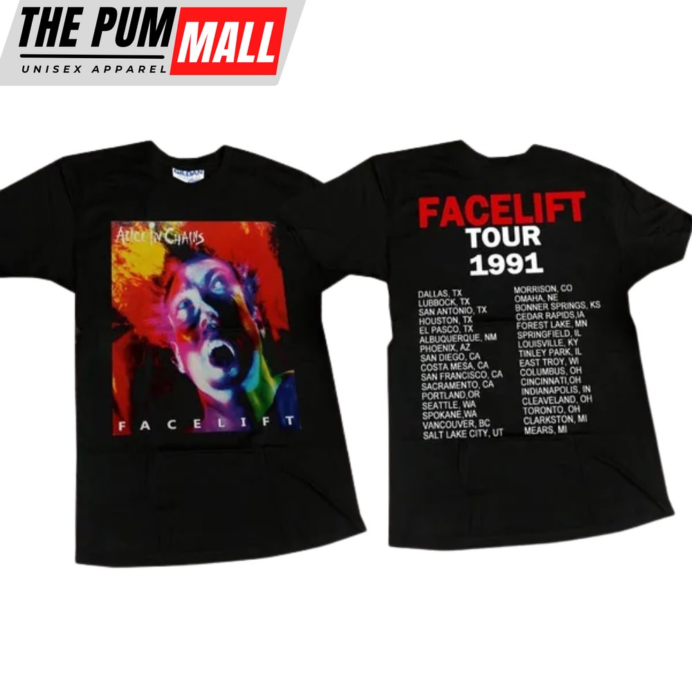 Details about vintage 1990 Alice In Chains Facelift Tour band rock T-shirt Black