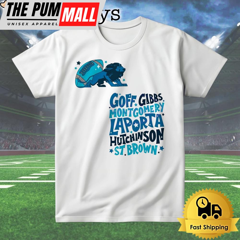 Detroit Goff Gibbs Montgomery Laporta Hutchinson St Brown T Shirt