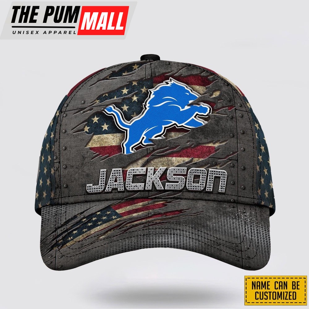 Detroit Lions All Over Printed Nfl Baseball Caps Custom Name Caps Best Gift For Fans