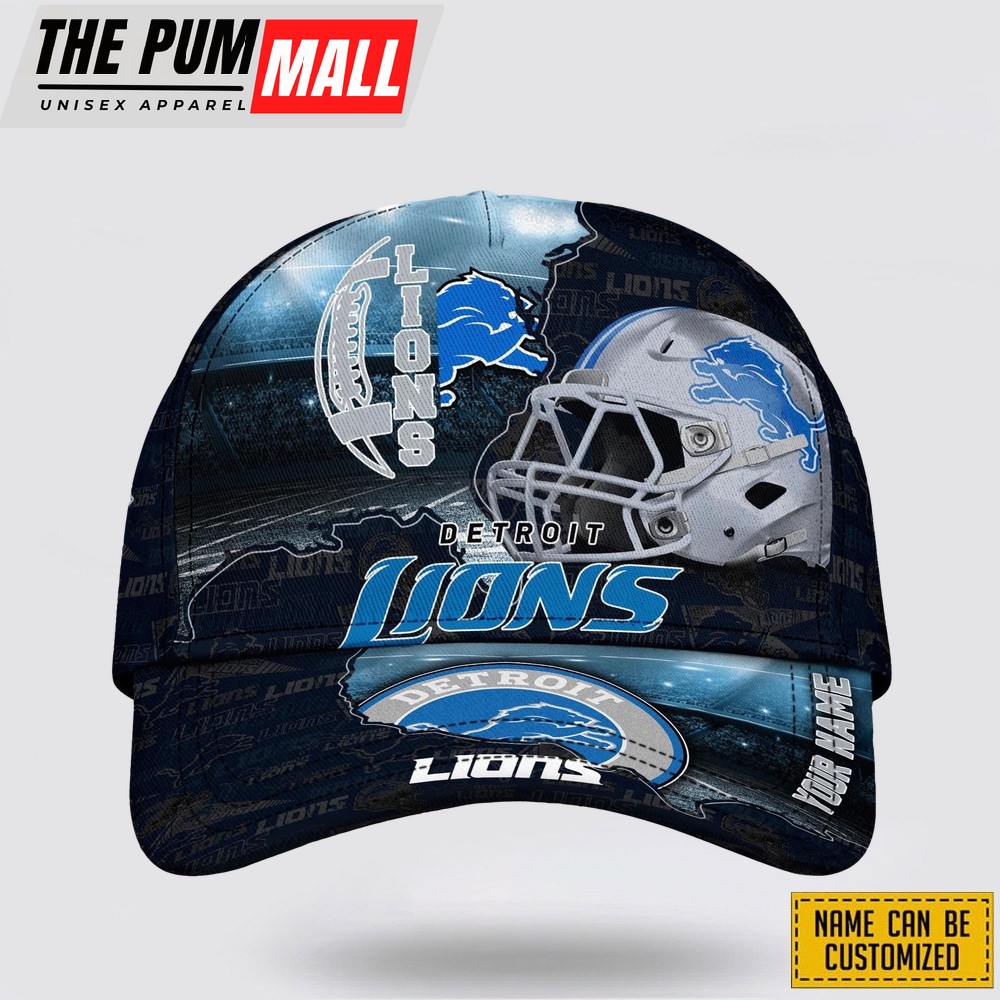 Detroit Lions All Over Printed Nfl Baseball Caps Custom Name Caps Gift For Football Fans