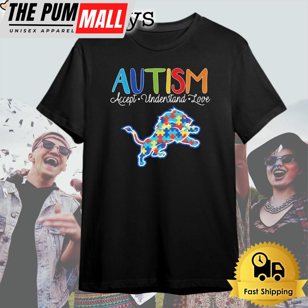 Detroit Lions Autism Accept Understand Love T Shirt