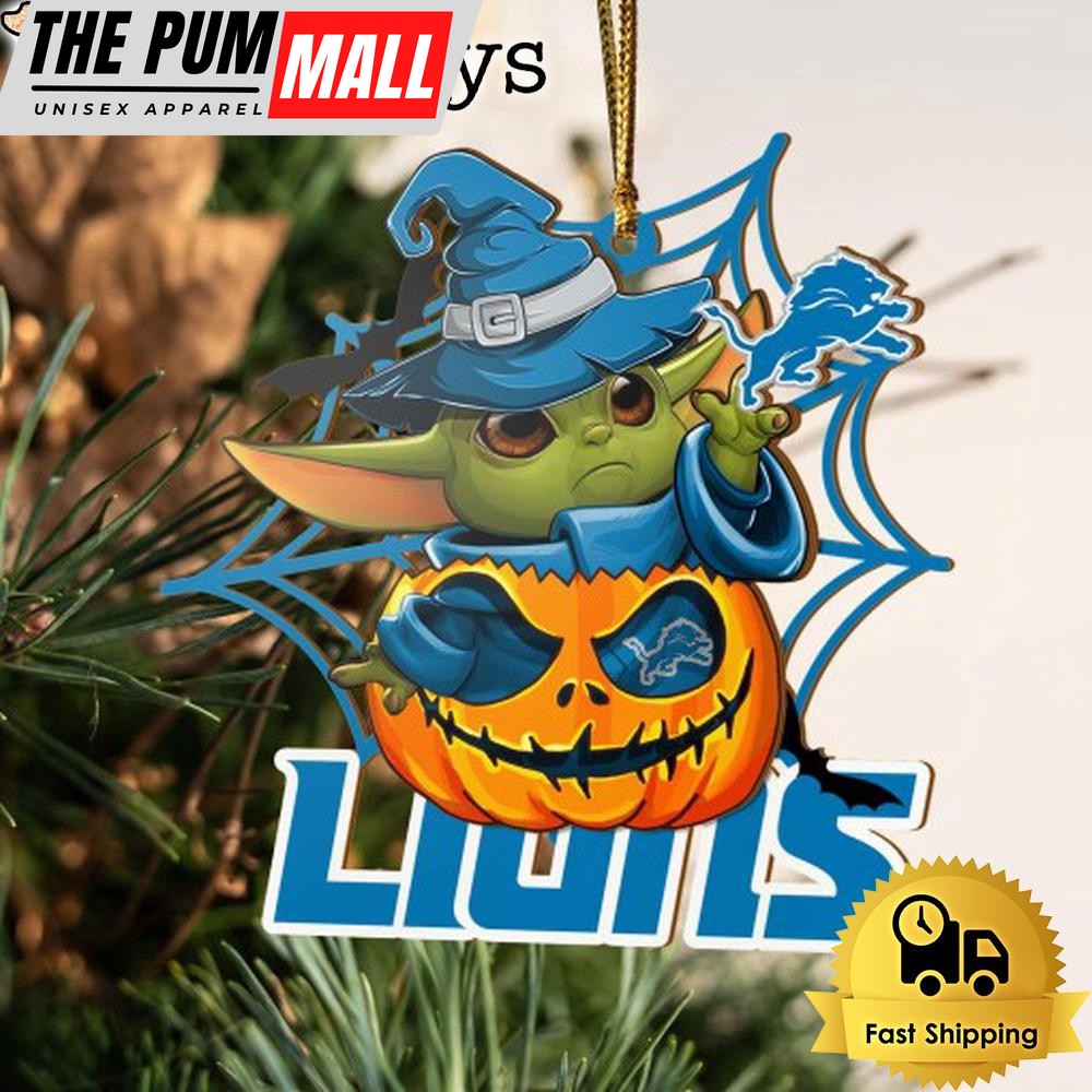 Detroit Lions Baby Yoda Pumpkin Halloween Ornament Limited Edition