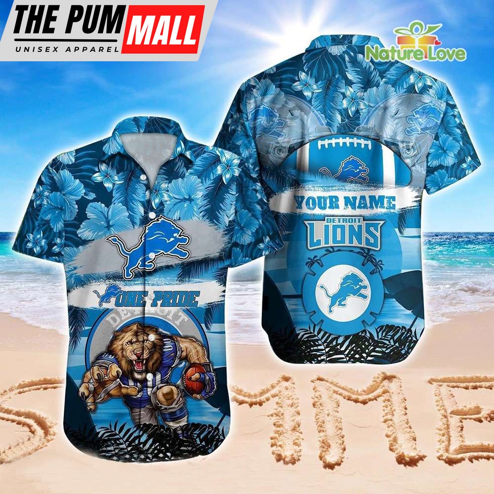 Detroit Lions Custom Name Hawaiian Shirt NFL Gift