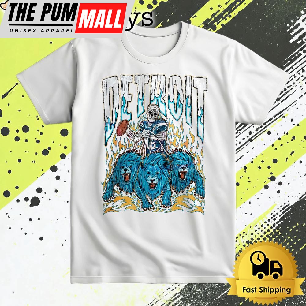 Detroit Lions Football Skeleton T Shirt