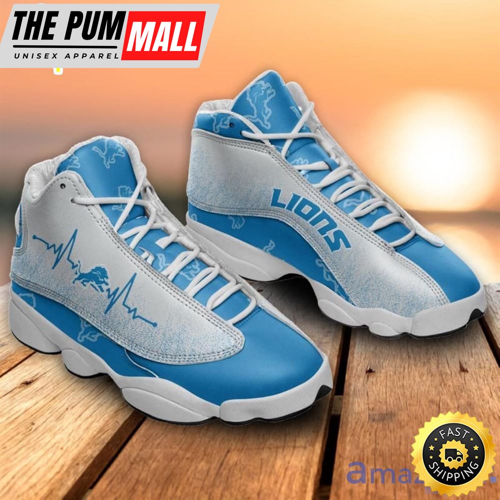 Detroit Lions Heartbeat Pattern Air Jd 13 Shoes For Fans