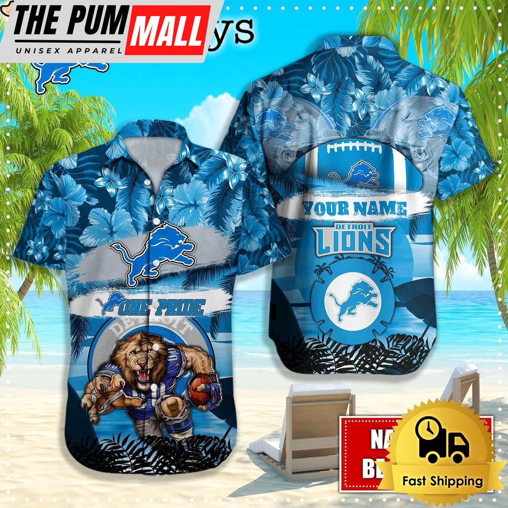 Detroit Lions Mascot Football Hawaiian Shirt, NFL Aloha Shirts