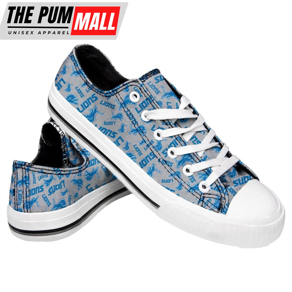 Detroit Lions NFL Womens Low Top Repeat Print Canvas Shoes