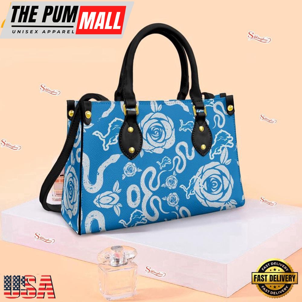 Detroit Lions Rose and Flower Pattern NFL Leather Handbag – Baseball Cap Snapback Hats