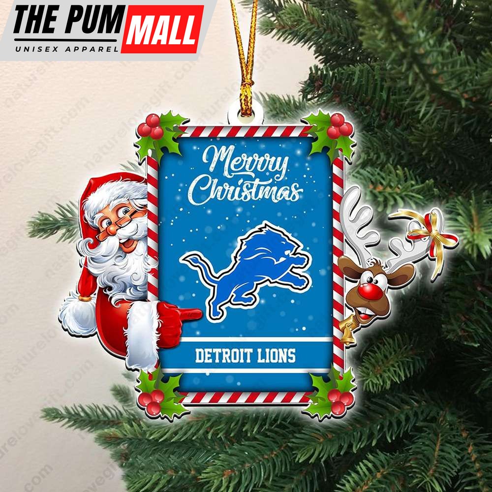 Detroit Lions Santa And Reindeer Funny Christmas Ornament NFL Gift Limited Edition