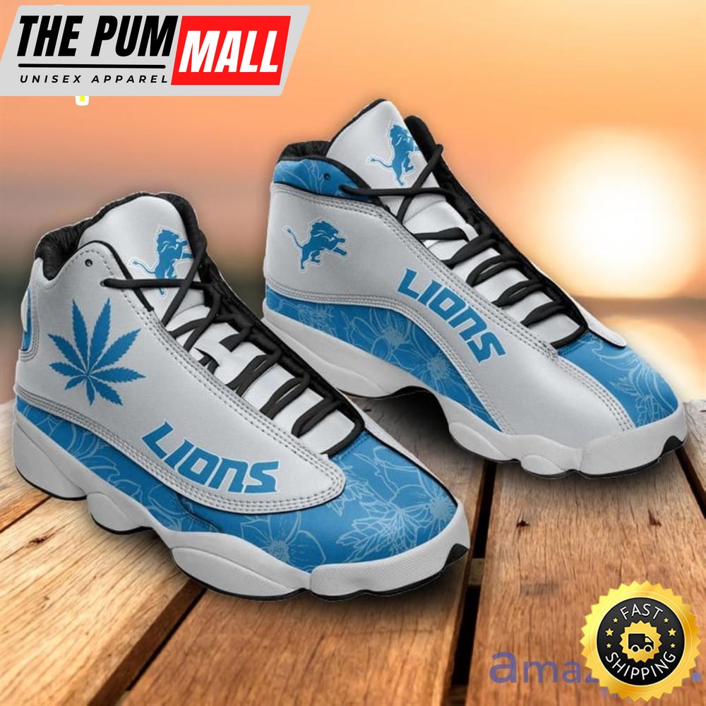 Detroit Lions Weed Pattern Air Jd 13 Shoes For Fans
