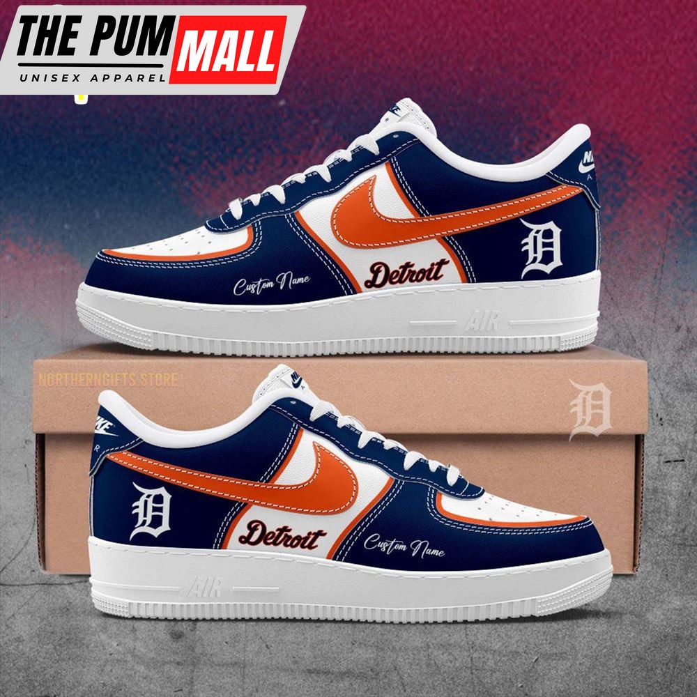 Detroit Tigers Custom Name Sneakers Air Force 1 Shoes