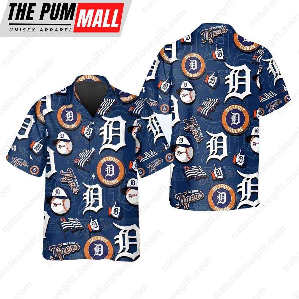 Detroit Tigers Logo Baseball Hawaiian Shirt MLB Gift for Tigers Fans