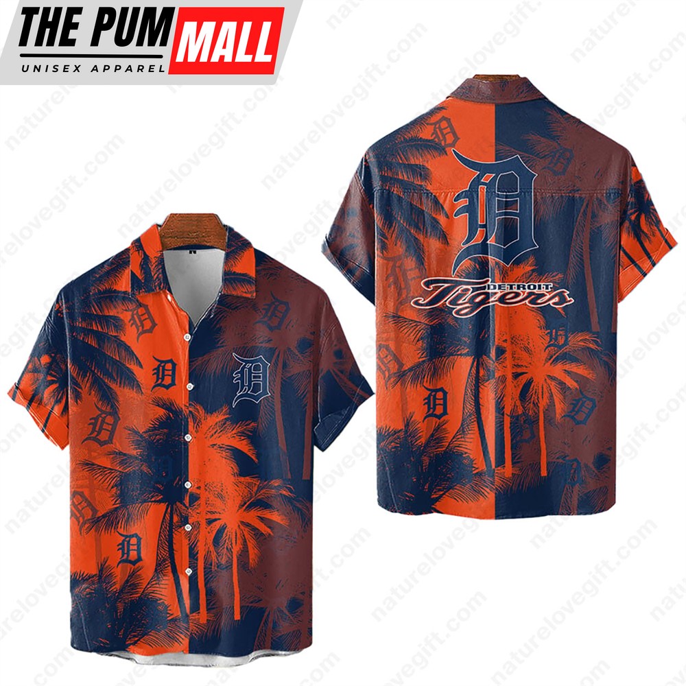 Detroit Tigers Tropical Palm Trees MLB Hawaiian Shirt