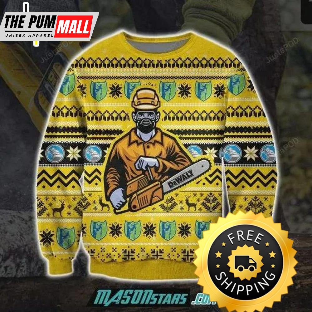 Dewalt Chainsaw 3D Ugly Christmas Sweater, Halloween Christmas Sweater