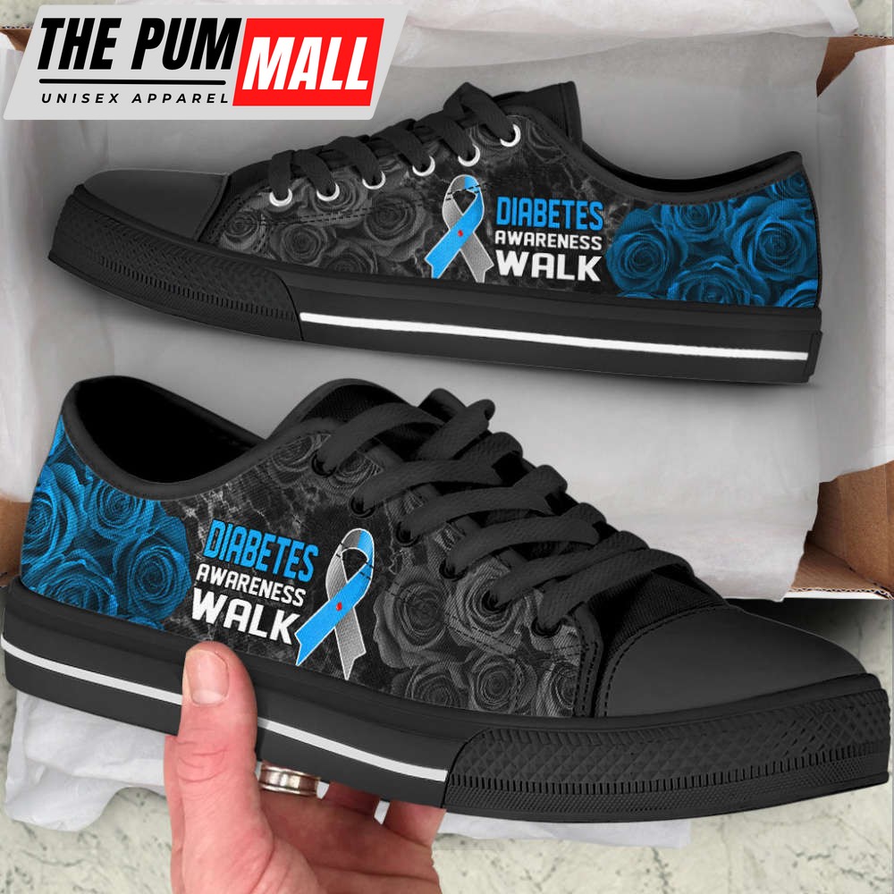 Diabetes Awareness Shoes Walk Low Top Shoes Canvas Shoes