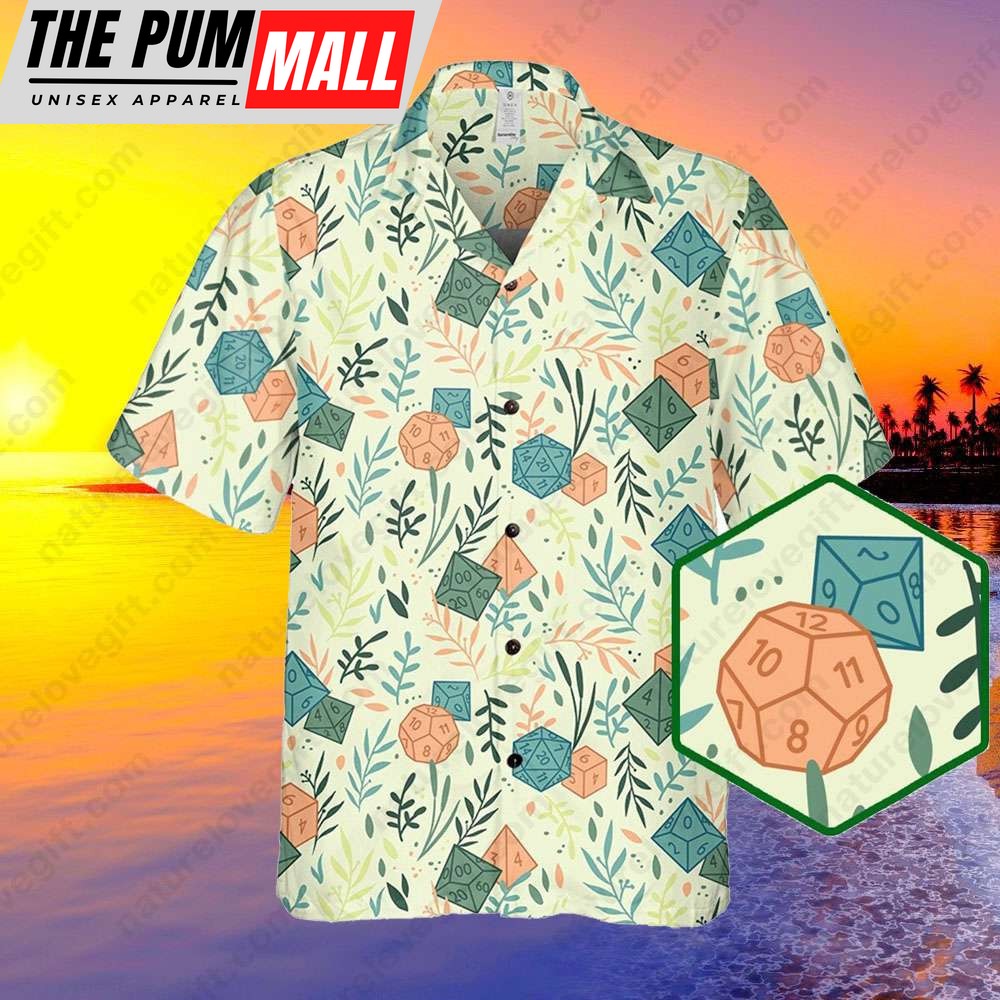 Dice Leaves Hawaiian Shirt DnD Dungeons and Dragons DM gift