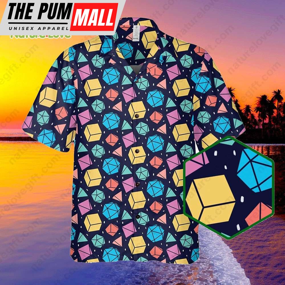Dice Polygonal Hawaiian Shirt DnD Dungeons and Dragons Gift