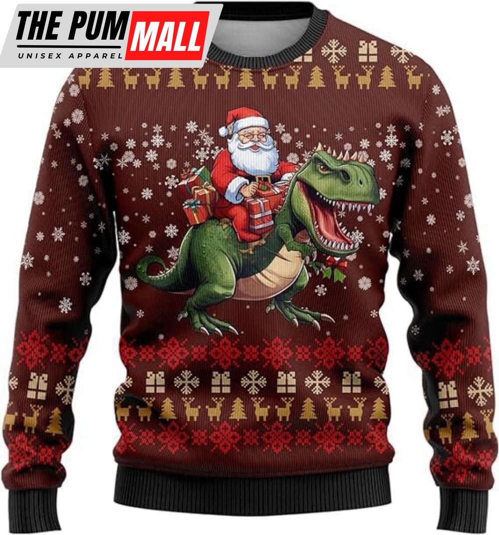 Dinosaur Christmas Sweaters, T Rex Ugly Christmas Sweater, Gift For Christmas