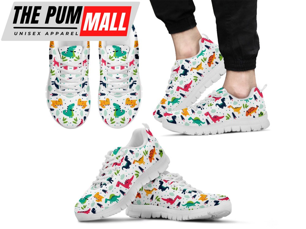 Dinosaur Shoes Custom Name Shoes Dinosaur Pattern Running Sneakers For Women Men