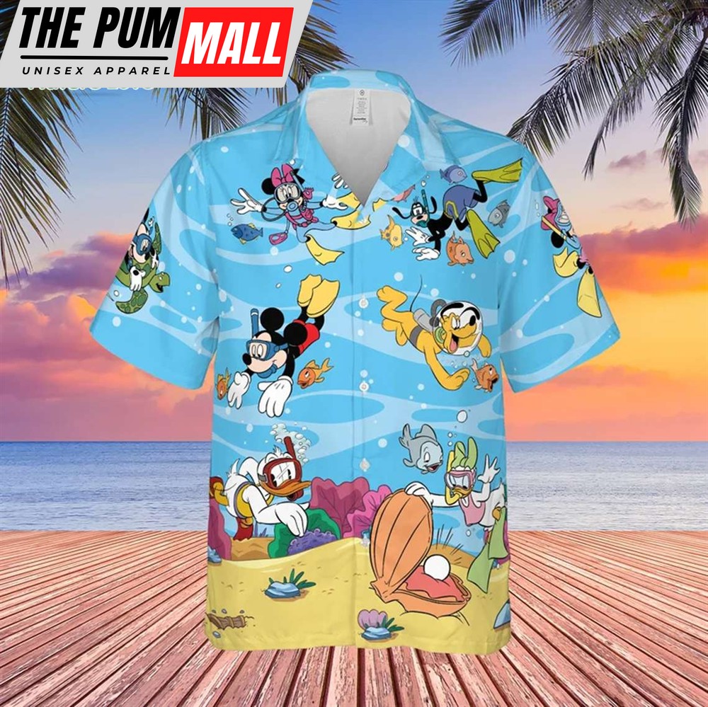 Disney Dive Mickey And Friends Hawaiian Shirt, Disney Family Vacation Aloha Shirt, Matching Family Disney Shirts