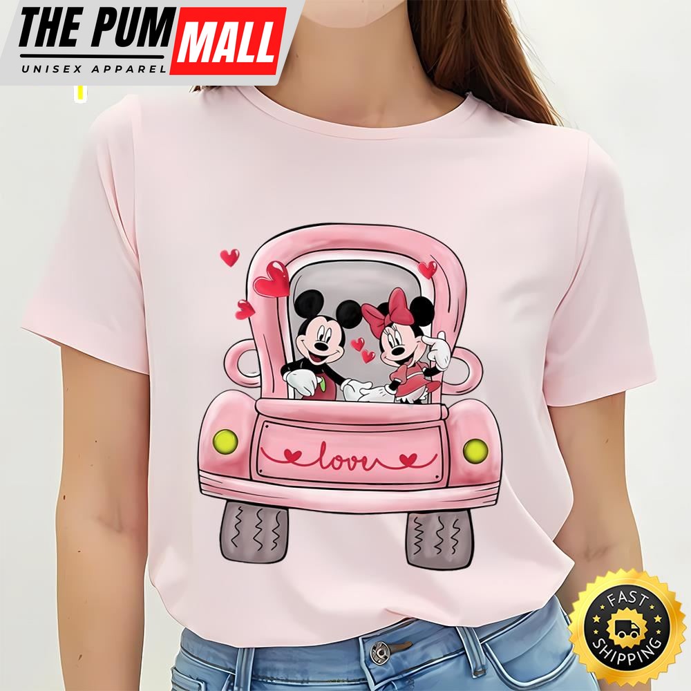 Disney Happy Valentines Truck Mickey And Minnie Valentine Shirt